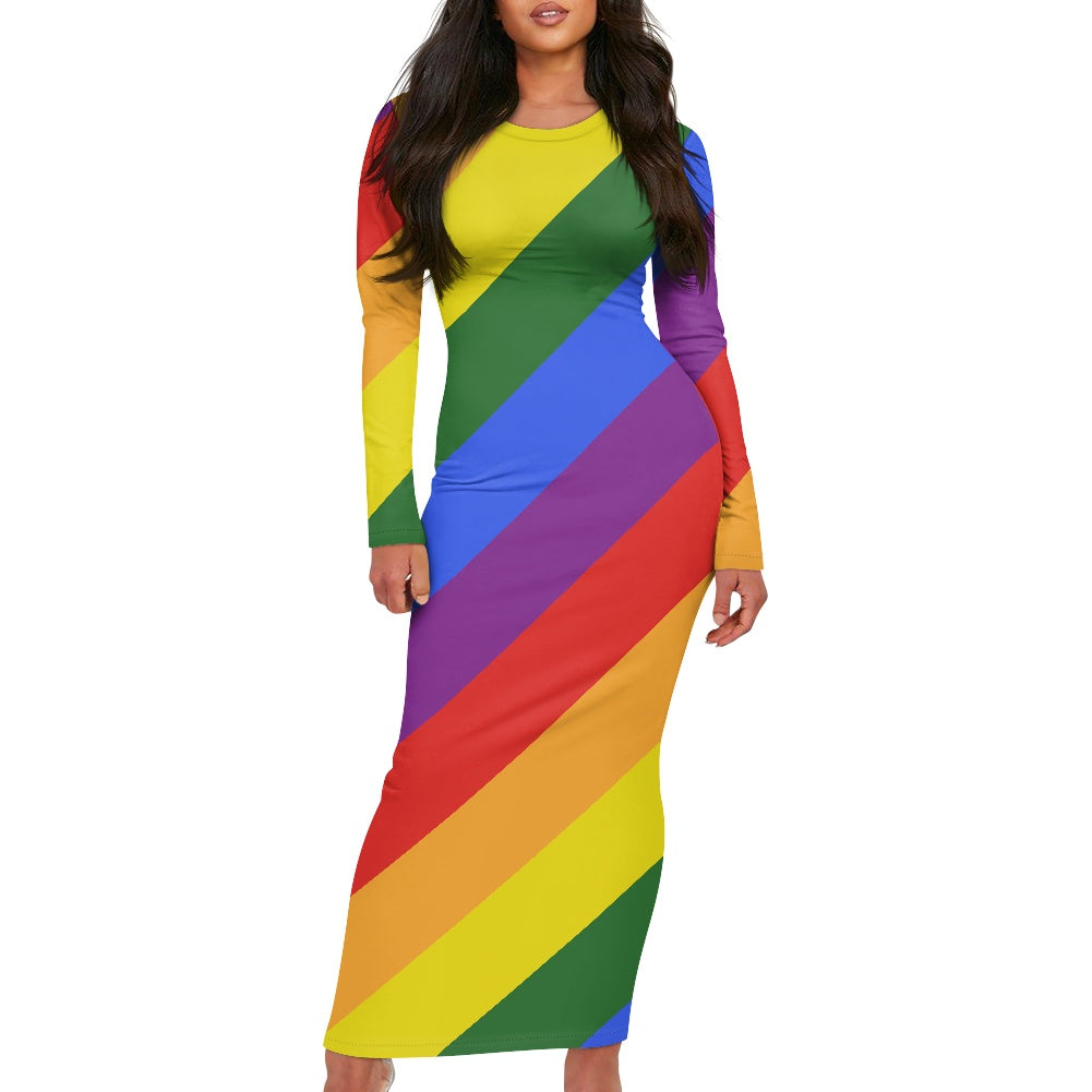 Rainbow Women's long-sleeved dress (extended)