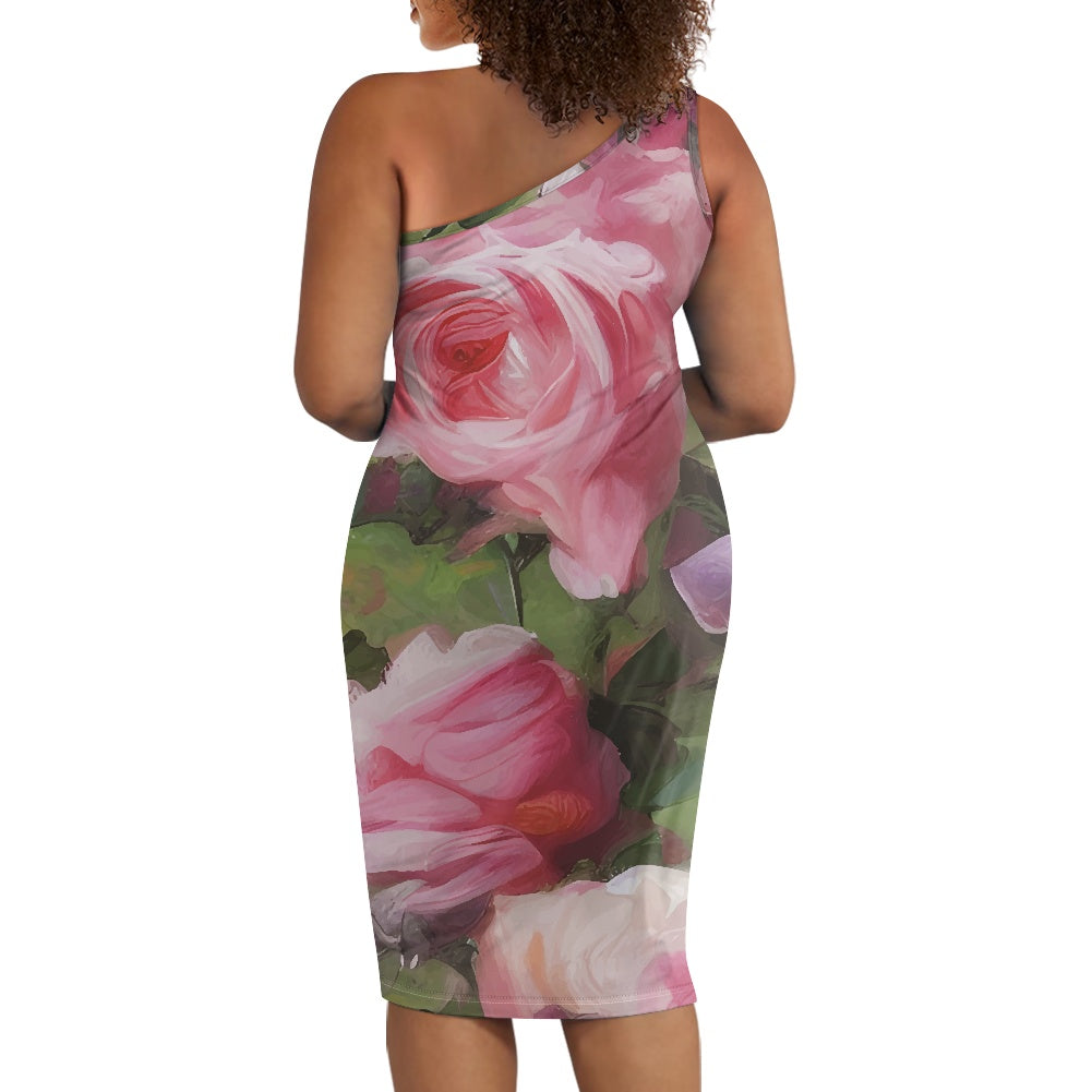 Discover Elegance: Luxtrini's One-Shoulder Slim Dress - Rose