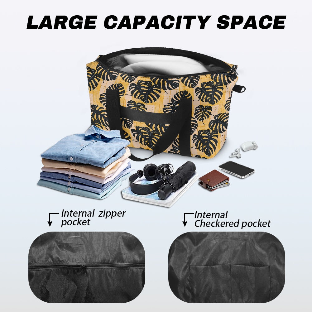 Monstera Leaves on Geometric pattern Lightweight luggage