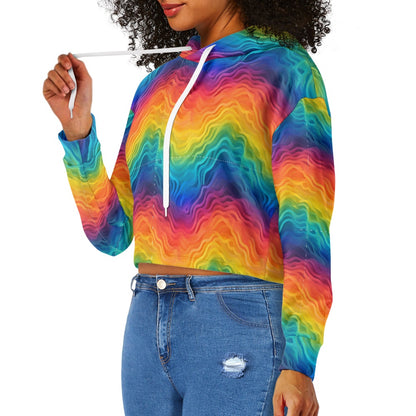 Women's midriff-baring sweatshirt - Rainbow