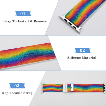 Rainbow Wave Silicone Apple Watch Band – Soft, Sweat-Proof, Adjustable Strap for All Series (38–45mm)