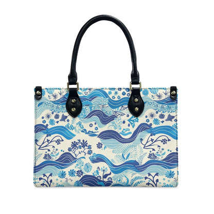 Timeless Waves: Elegant PU Leather Twill Carryall handbag