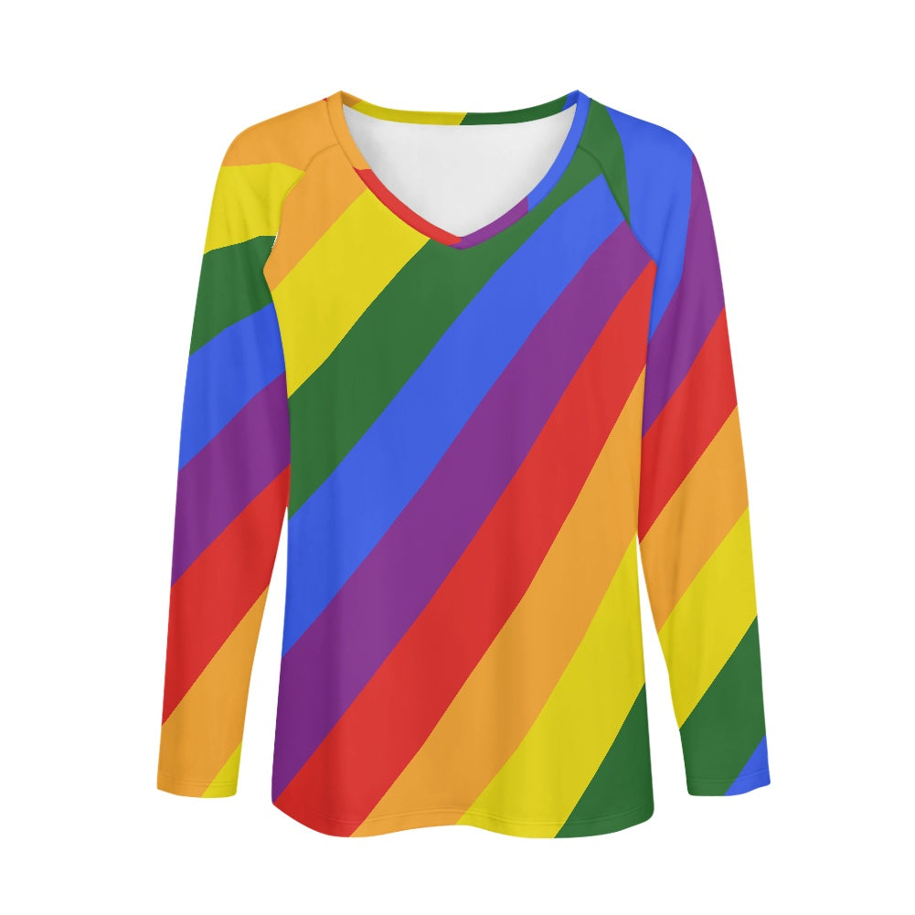 Rainbow Long sleeve loose T-shirt