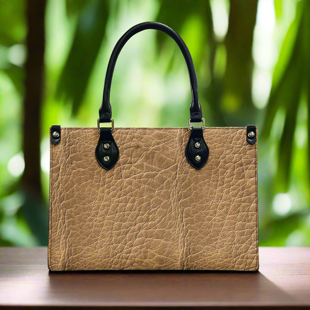 Natural Charm: Classic Brown Handbag with Intricate Grain Women's PU Leather Twill