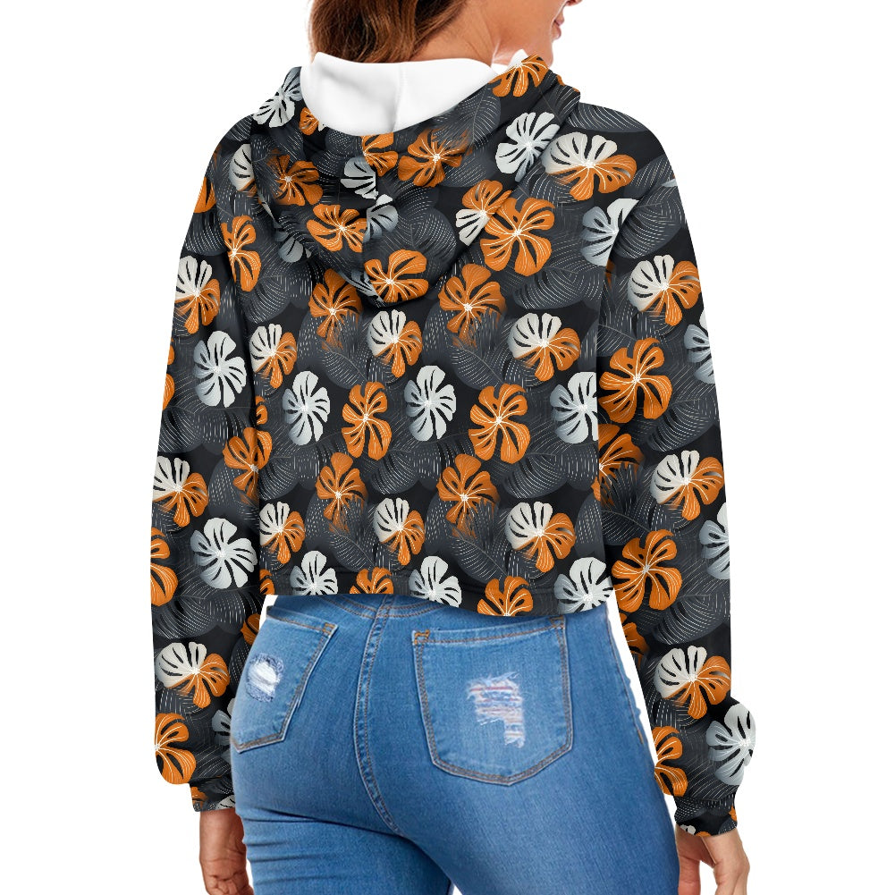 Women's midriff-baring sweatshirt - Tropical