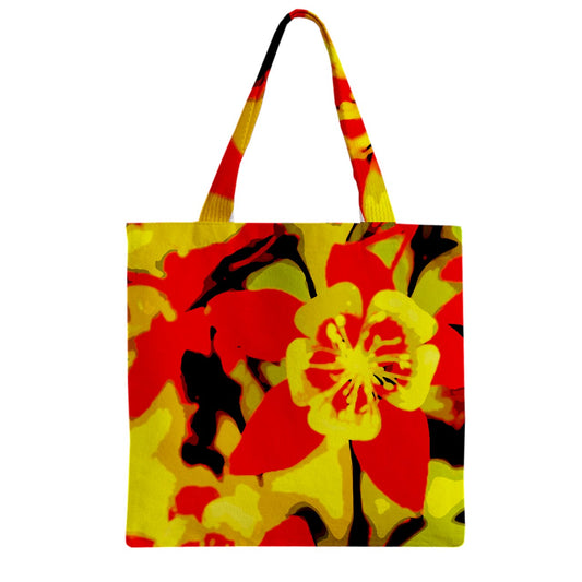 Red and Yellow Hibiscus Zipper Grocery Tote Bag