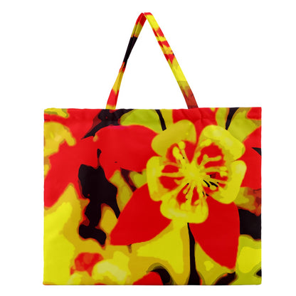 Red and Yellow Hibiscus Zipper Large Tote Bag