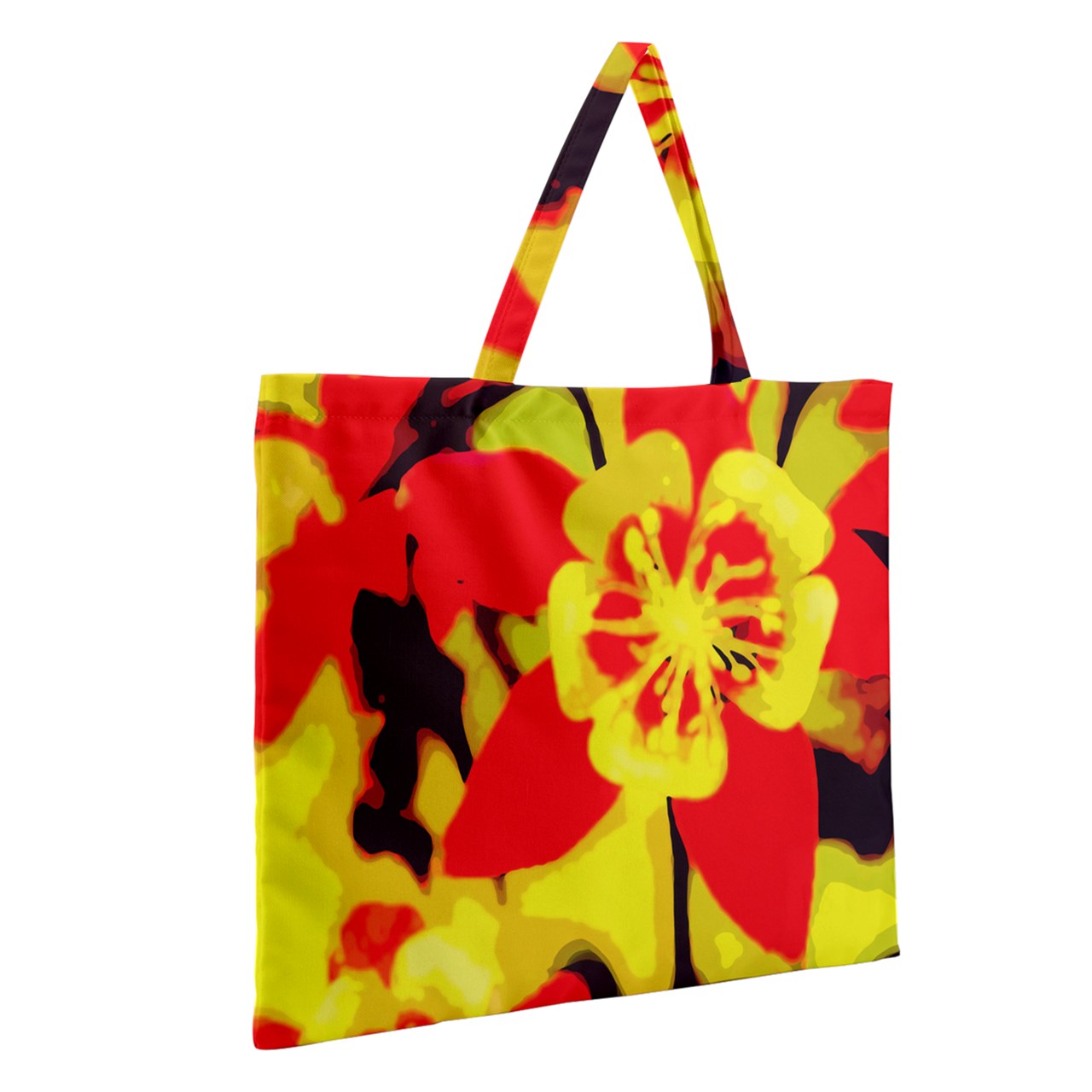 Red and Yellow Hibiscus Zipper Large Tote Bag