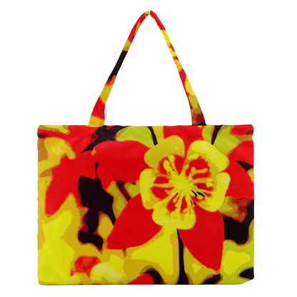 Red and Yellow Hibiscus Zipper Medium Tote Bag