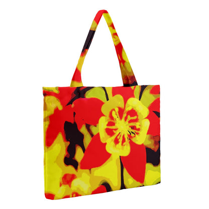 Red and Yellow Hibiscus Zipper Medium Tote Bag