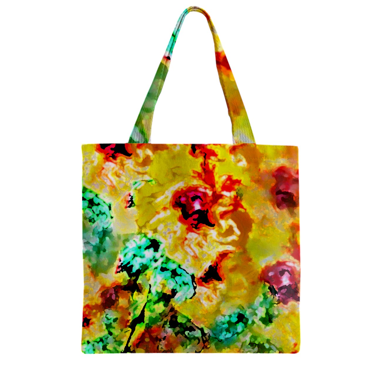 Hibiscus Impressionist Zipper Grocery Tote Bag