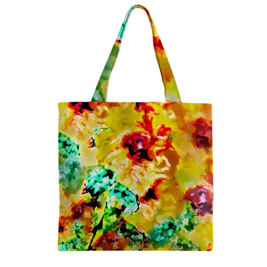 Hibiscus Impressionist Zipper Grocery Tote Bag