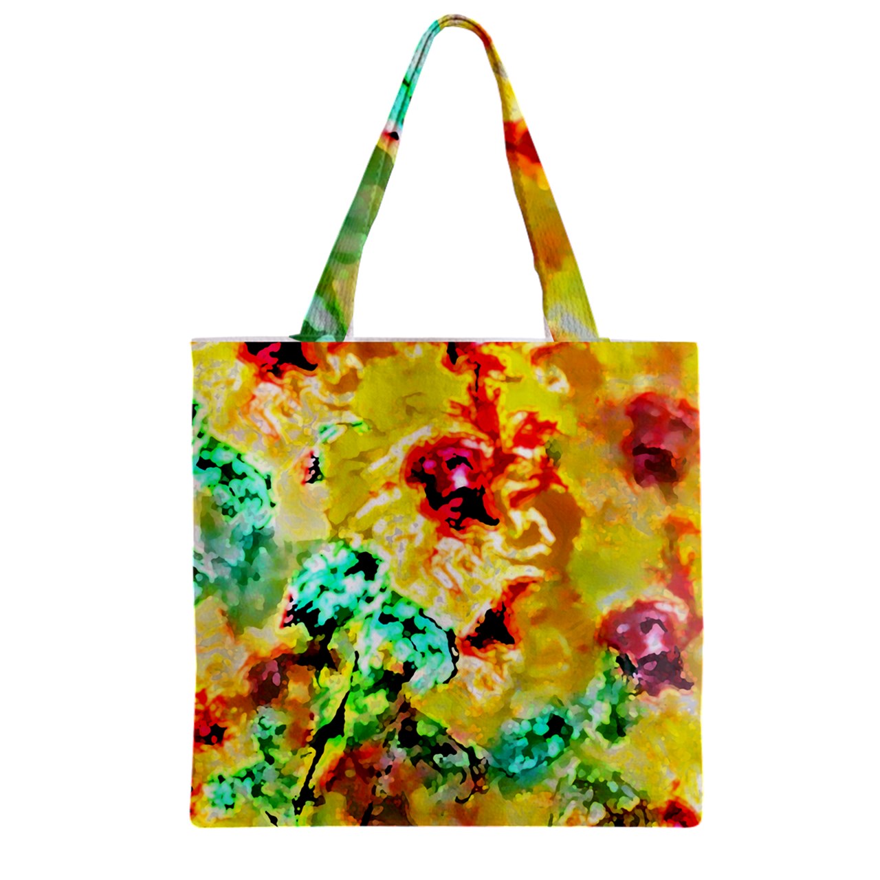 Hibiscus Impressionist Zipper Grocery Tote Bag