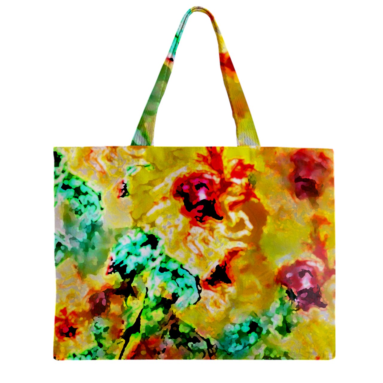 Hibiscus Impressionist Zipper Mini Tote Bag