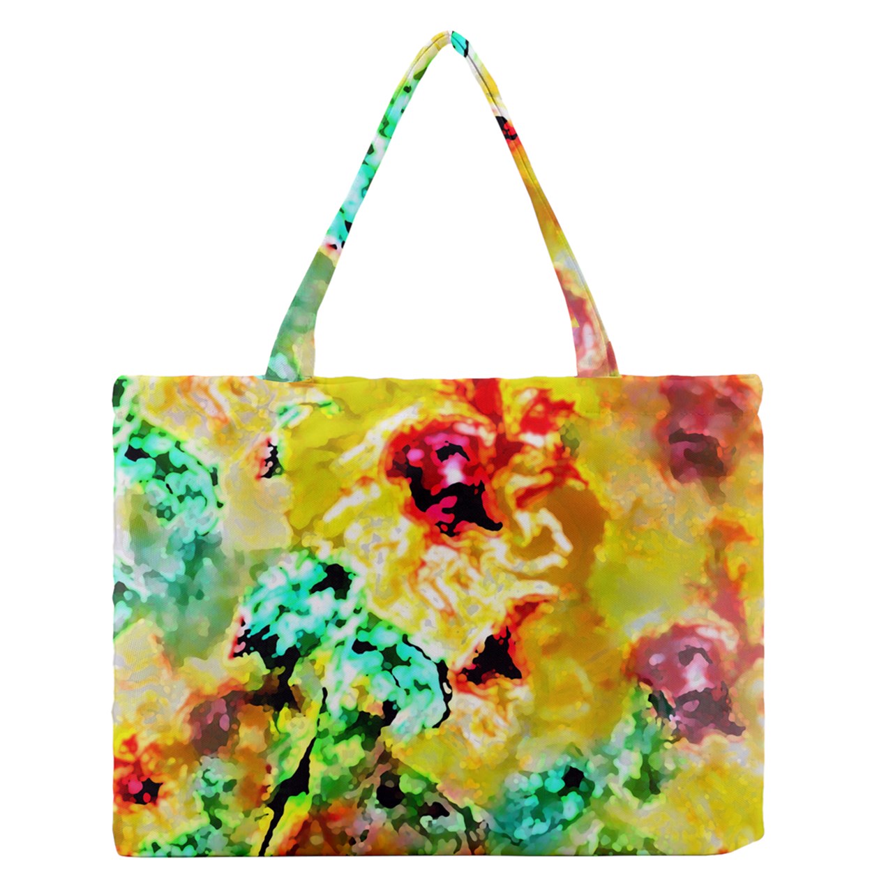 Hibiscus Impressionist Zipper Medium Tote Bag