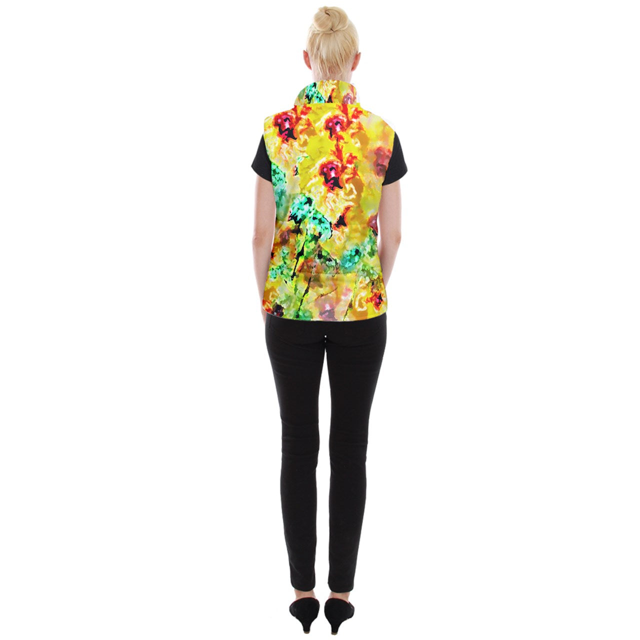 Hibiscus Impressionist Women's Button Up Vest