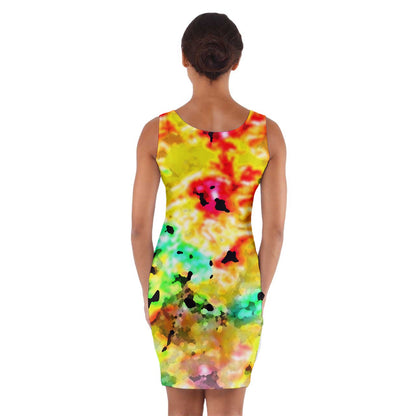 Hibiscus Impressionist Wrap Front Bodycon Dress