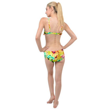 Hibiscus Impressionist Layered Top Bikini Set