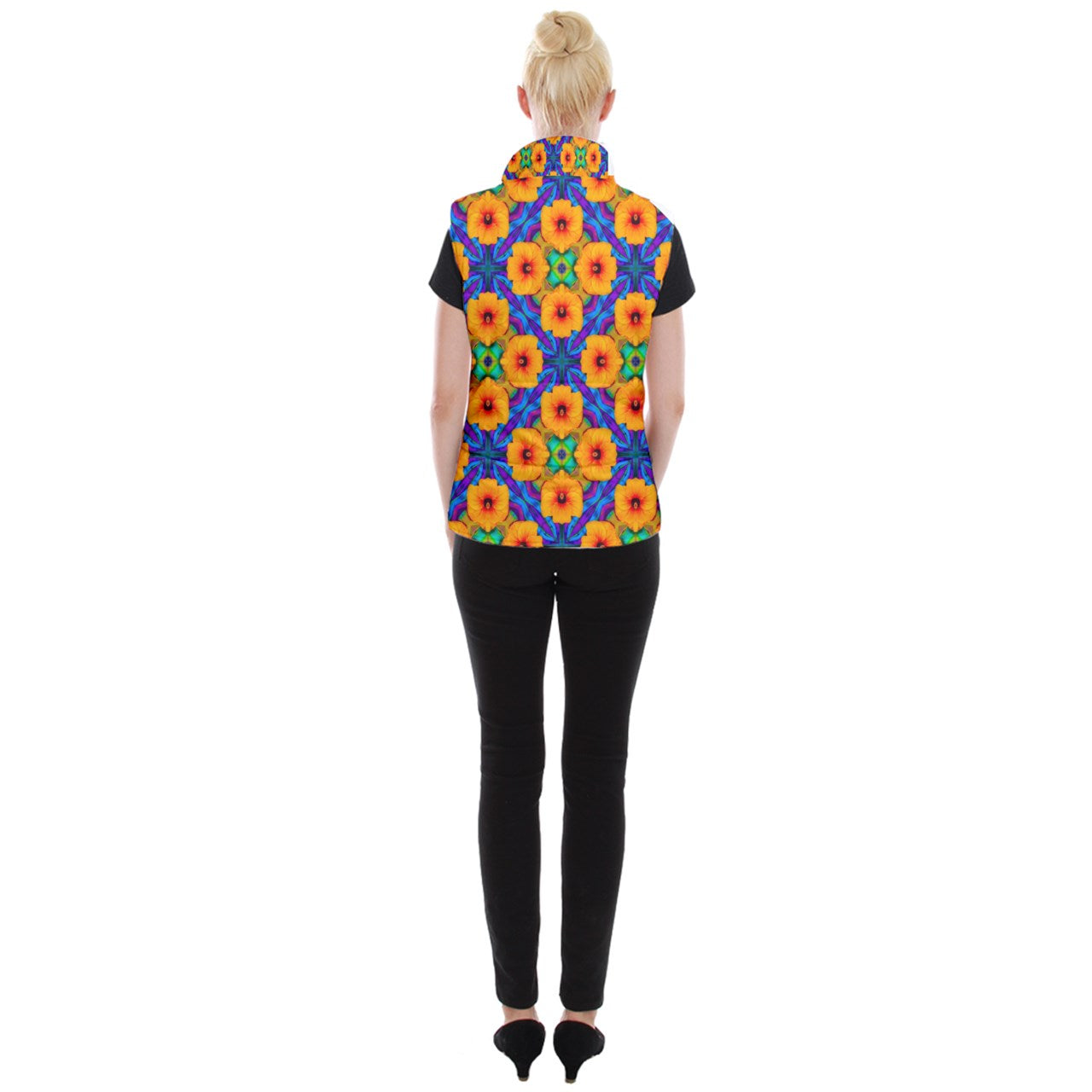 Hibiscus Array Women's Button Up Vest