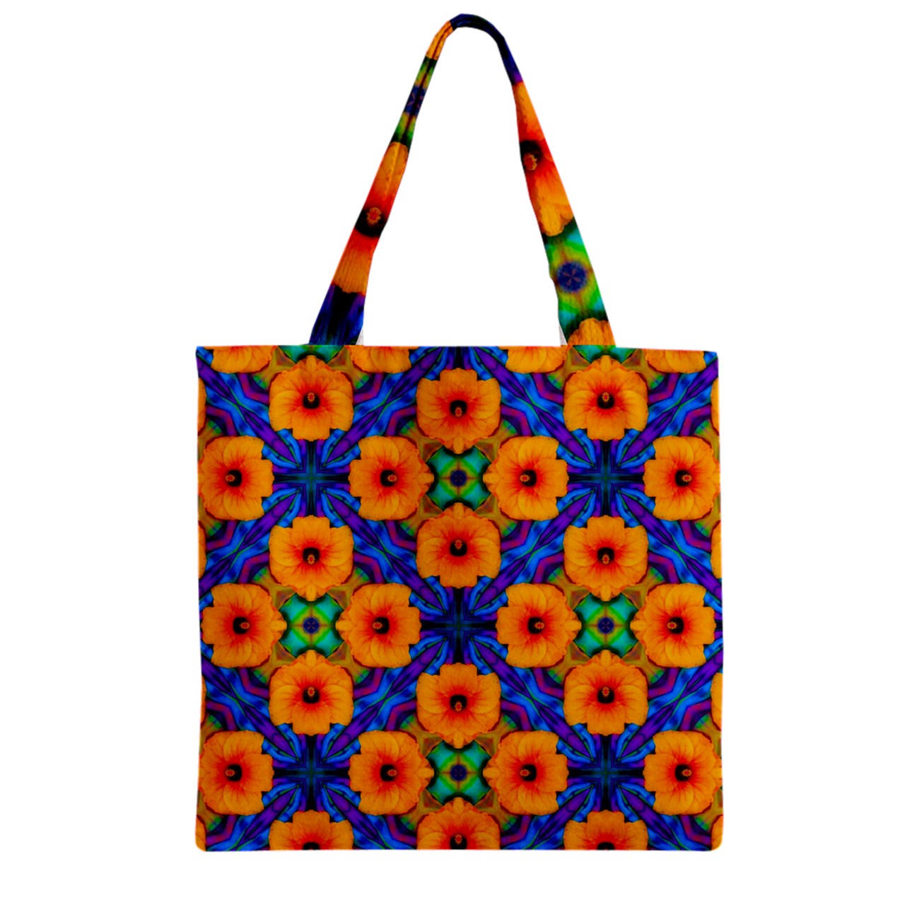 Hibiscus Array Zipper Grocery Tote Bag