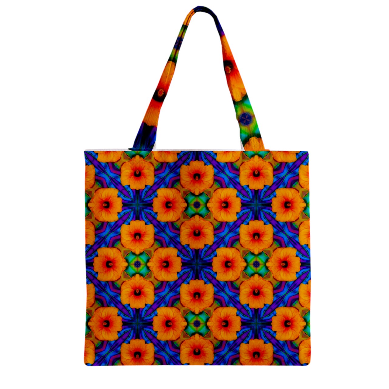 Hibiscus Array Zipper Grocery Tote Bag