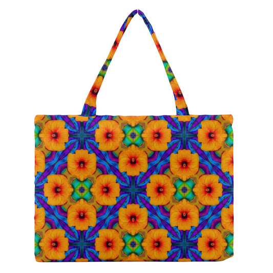 Hibiscus Array Zipper Medium Tote Bag