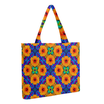 Hibiscus Array Zipper Medium Tote Bag