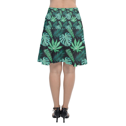 Black Monstera Chiffon Wrap Front Skirt