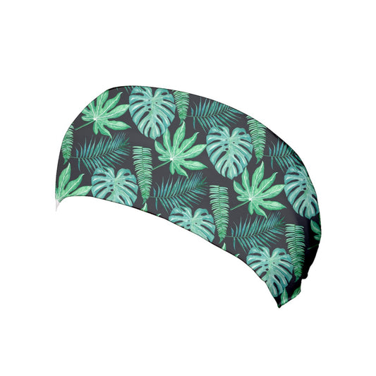 Black Monstera Yoga Headband