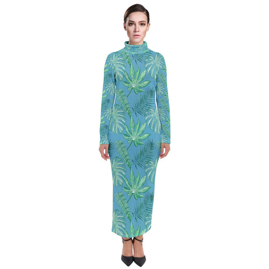 Monstera Turtleneck Maxi Dress