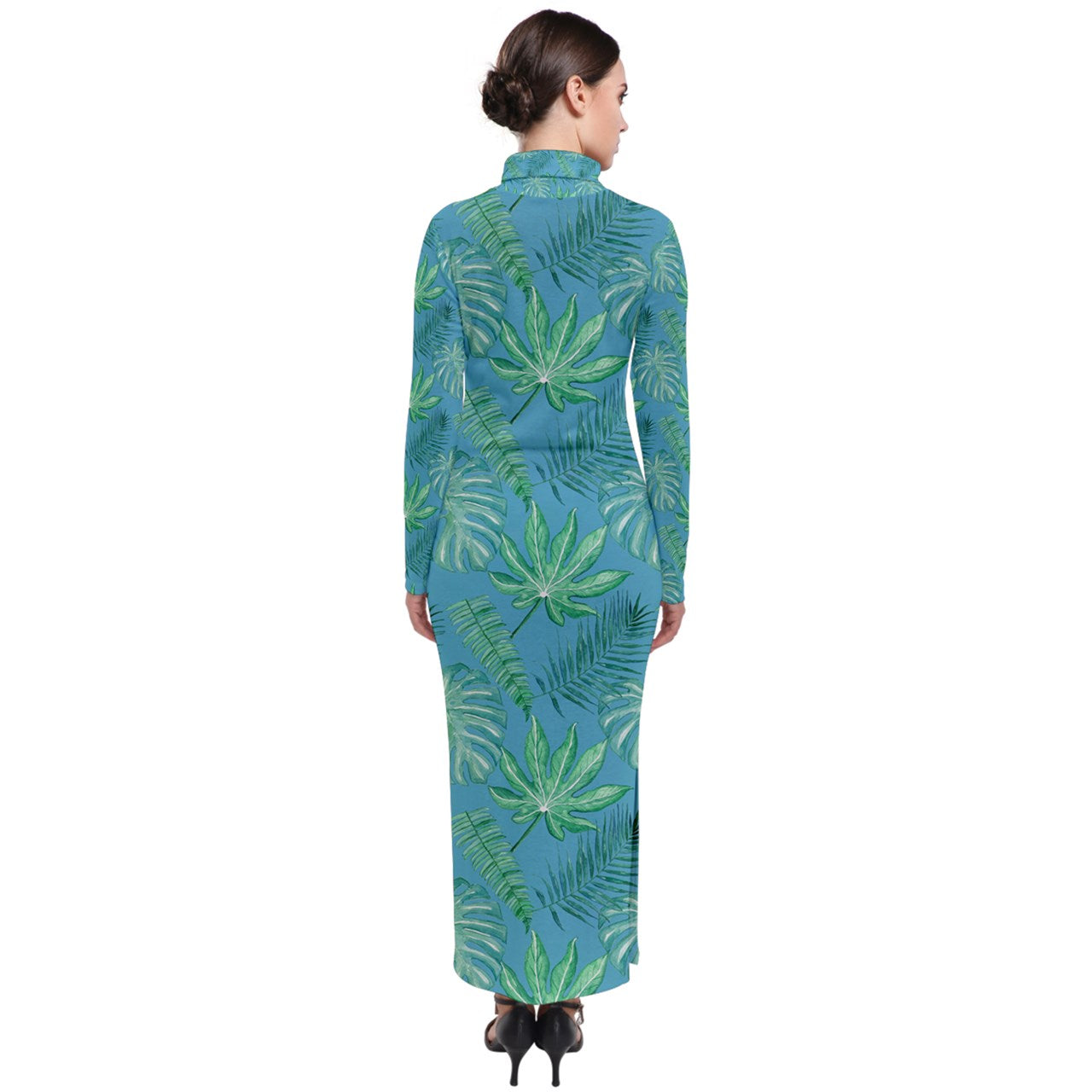 Monstera Turtleneck Maxi Dress