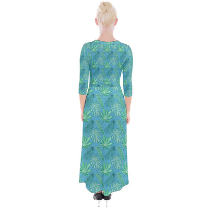 Monstera Quarter Sleeve Wrap Maxi Dress