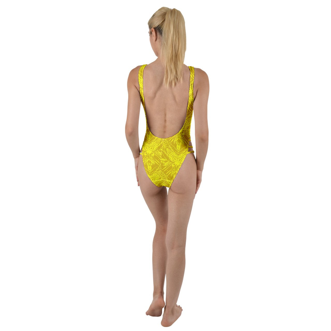 Yellow Fern High Leg Strappy Swimsuit