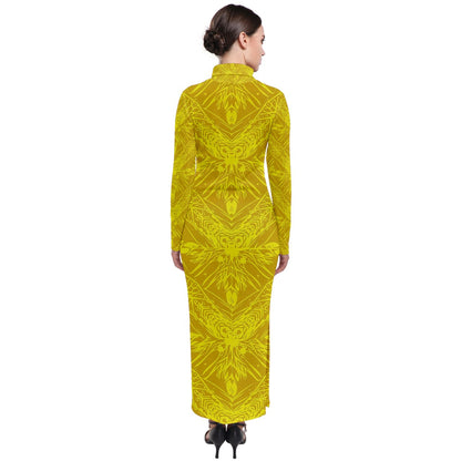 Yellow Fern Turtleneck Maxi Dress