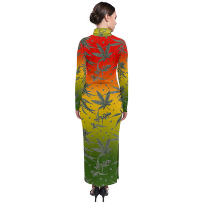 Marijuana Turtleneck Maxi Dress