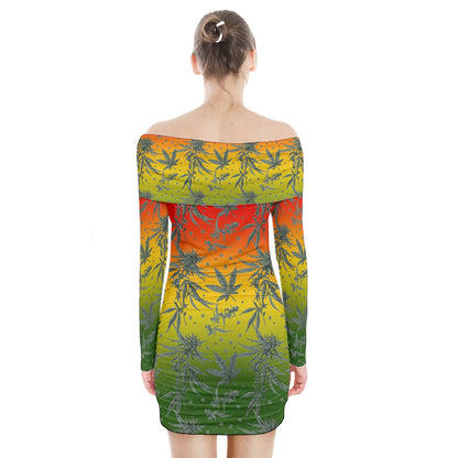 Luxtrini's Sustainable Marijuana Long Sleeve Off Shoulder Dress: A Fashionable Choice
