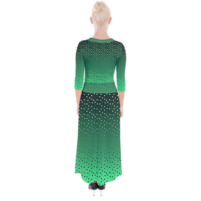 Green Gradient Quarter Sleeve Wrap Maxi Dress