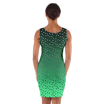 Green Gradient Wrap Front Bodycon Dress