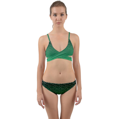 Green Gradient Wrap Around Bikini Set