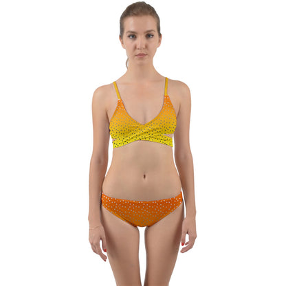 Golden Orange Gradient Wrap Around Bikini Set