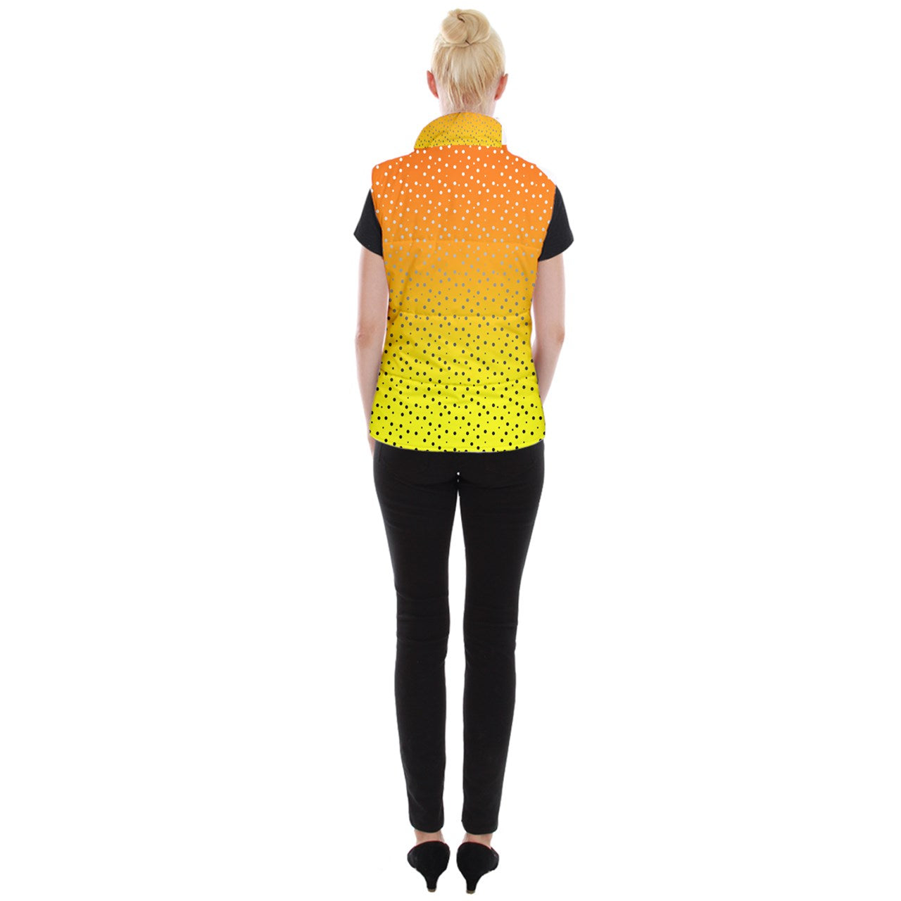 Golden Orange Gradient Women's Button Up Vest