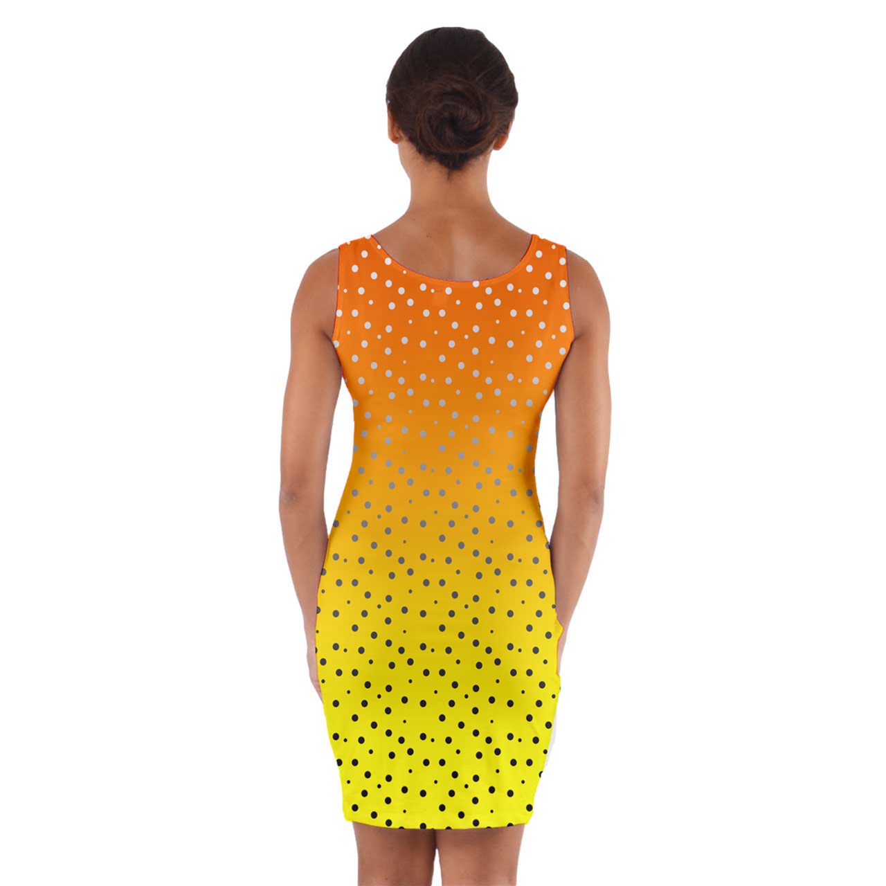 Golden Orange Gradient Wrap Front Bodycon Dress