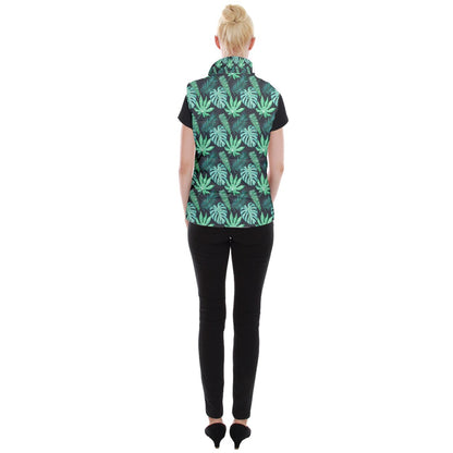 Black Monstera Women's Button Up Vest