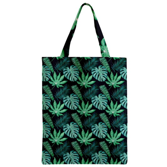 Black Monstera Zipper Classic Tote Bag