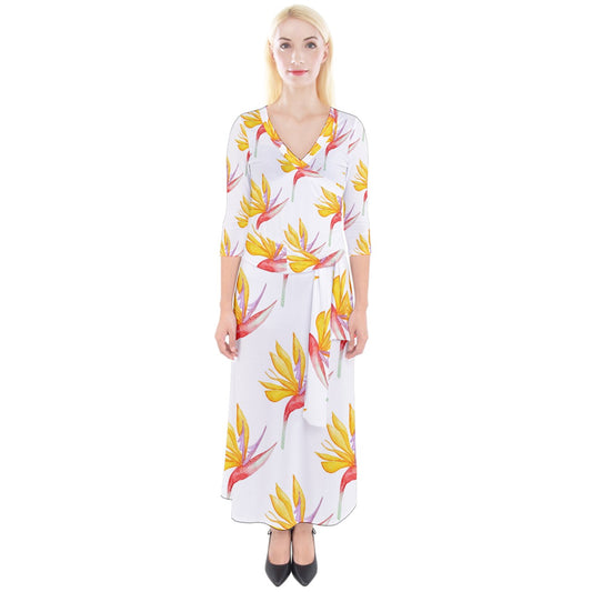 Quarter Sleeve Wrap Maxi Dress Orchid 44679