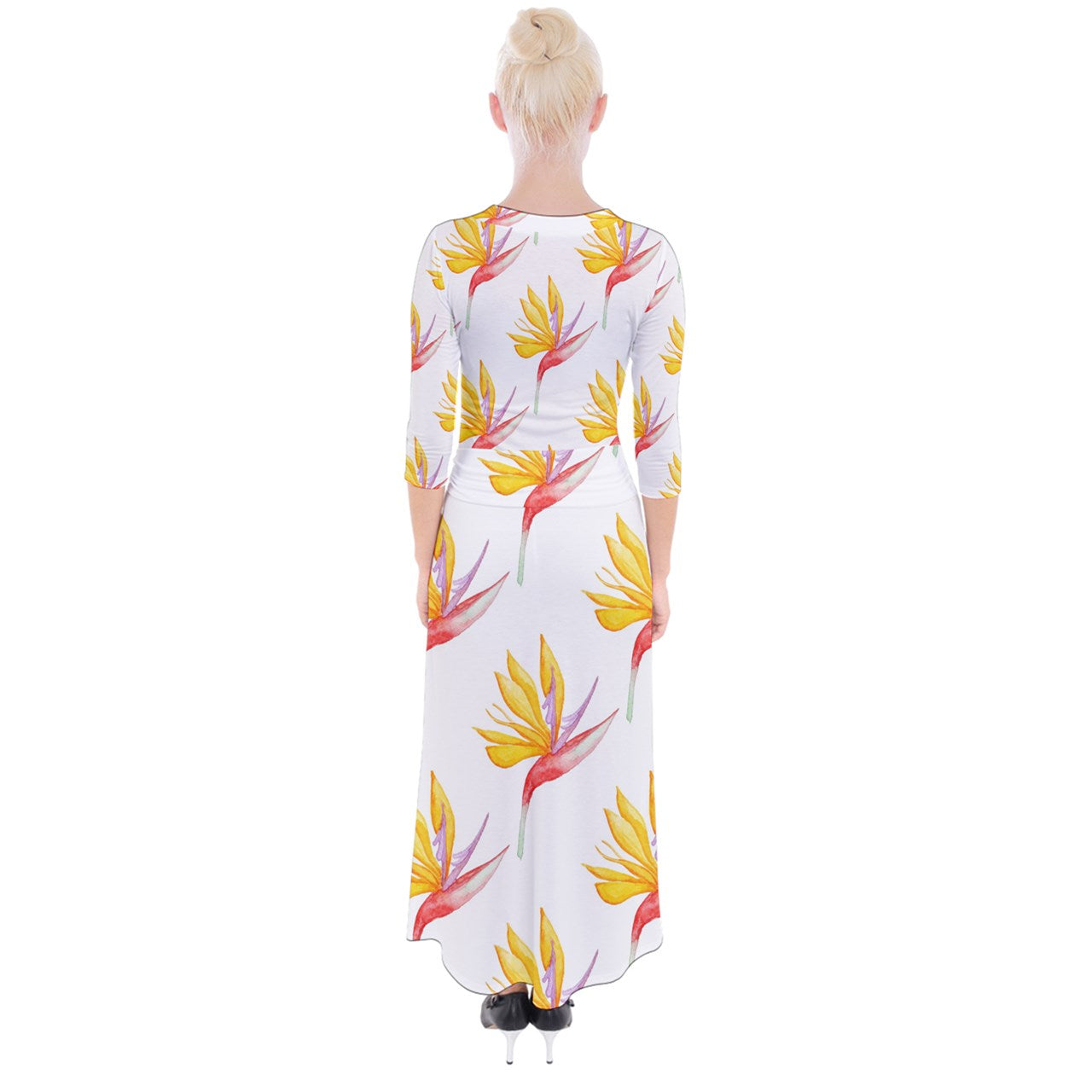 Quarter Sleeve Wrap Maxi Dress Orchid 44679