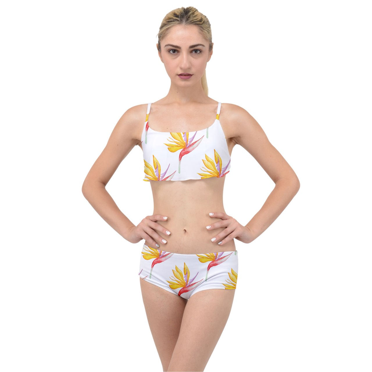 Layered Top Bikini Set Bird of Paradise