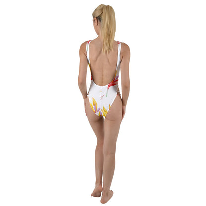 High Leg Strappy Swimsuit Bird of Paradise