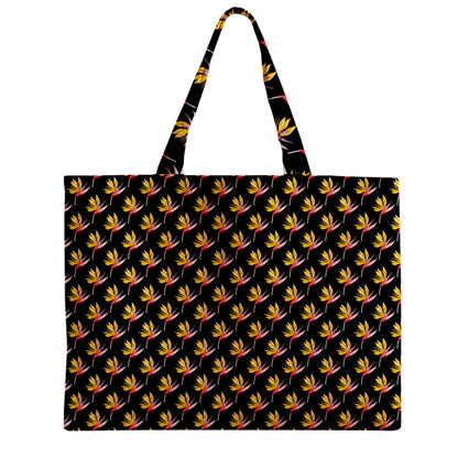 Zipper Mini Tote Bag Bird of Paradise on Black