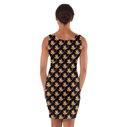 Wrap Front Bodycon Dress Orchid on Black